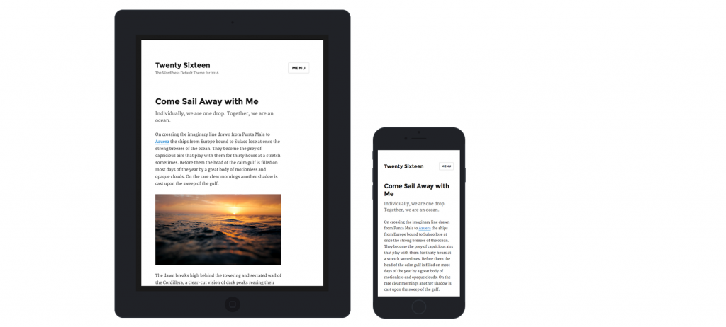 Twenty Sixteen Default WordPress Theme